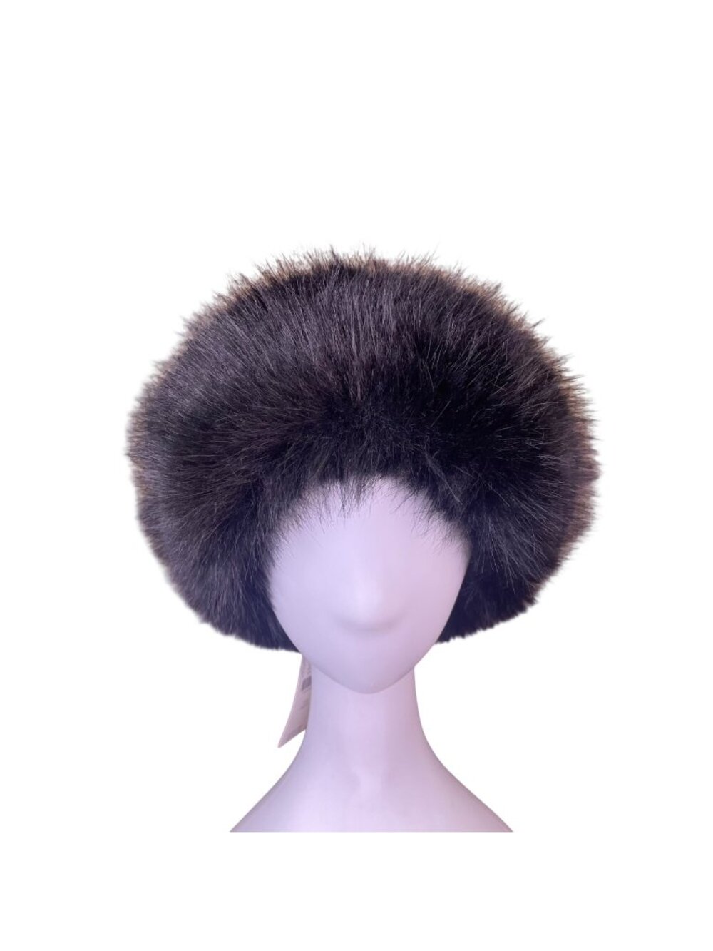 Anthropologie Womens Black Fur-Trimmed Knit Beanie Stretchable Warm Winter Hat